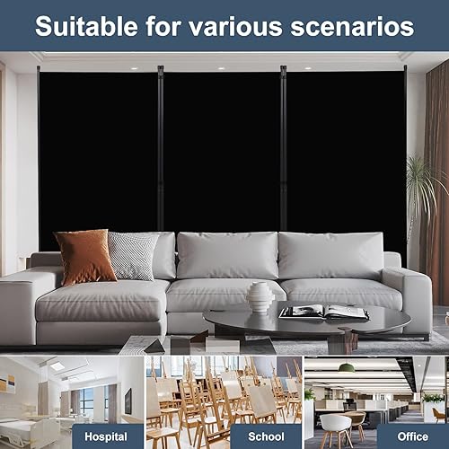 Miniatura 5 de Divisor de habitación de 6 pies y pantallas de privacidad plegables, panel divisor de habitación de 3 paneles, divisor de pared interior para