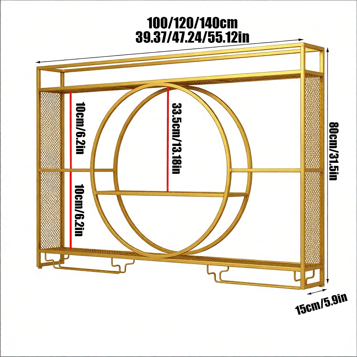 Moderno portabottiglie a LED, 100 cm, in metallo dorato e vetro, design per bar, ristoranti e casa, elegante display con illuminazione, perfetto per gli amanti del vino e gli intrattenitori