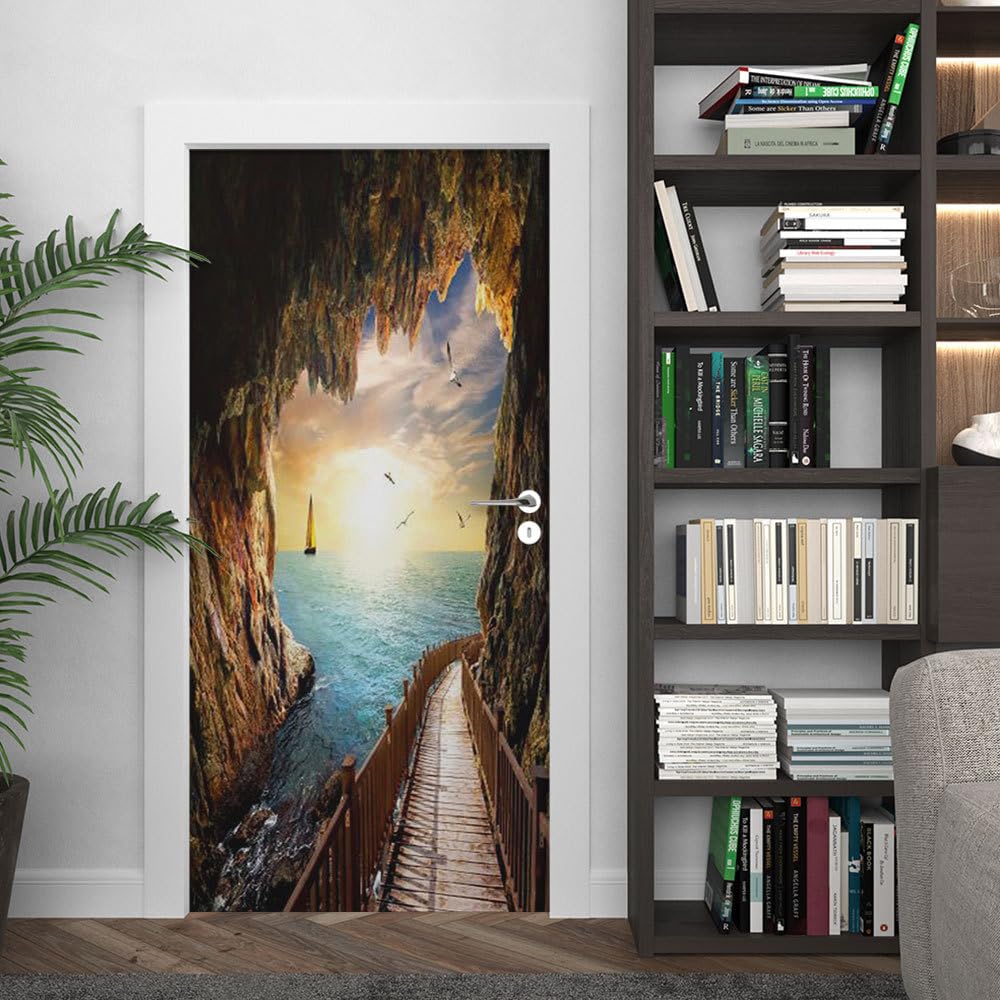 Autocollant de porte 3D art moderne pour rénover une chambre ou un salon