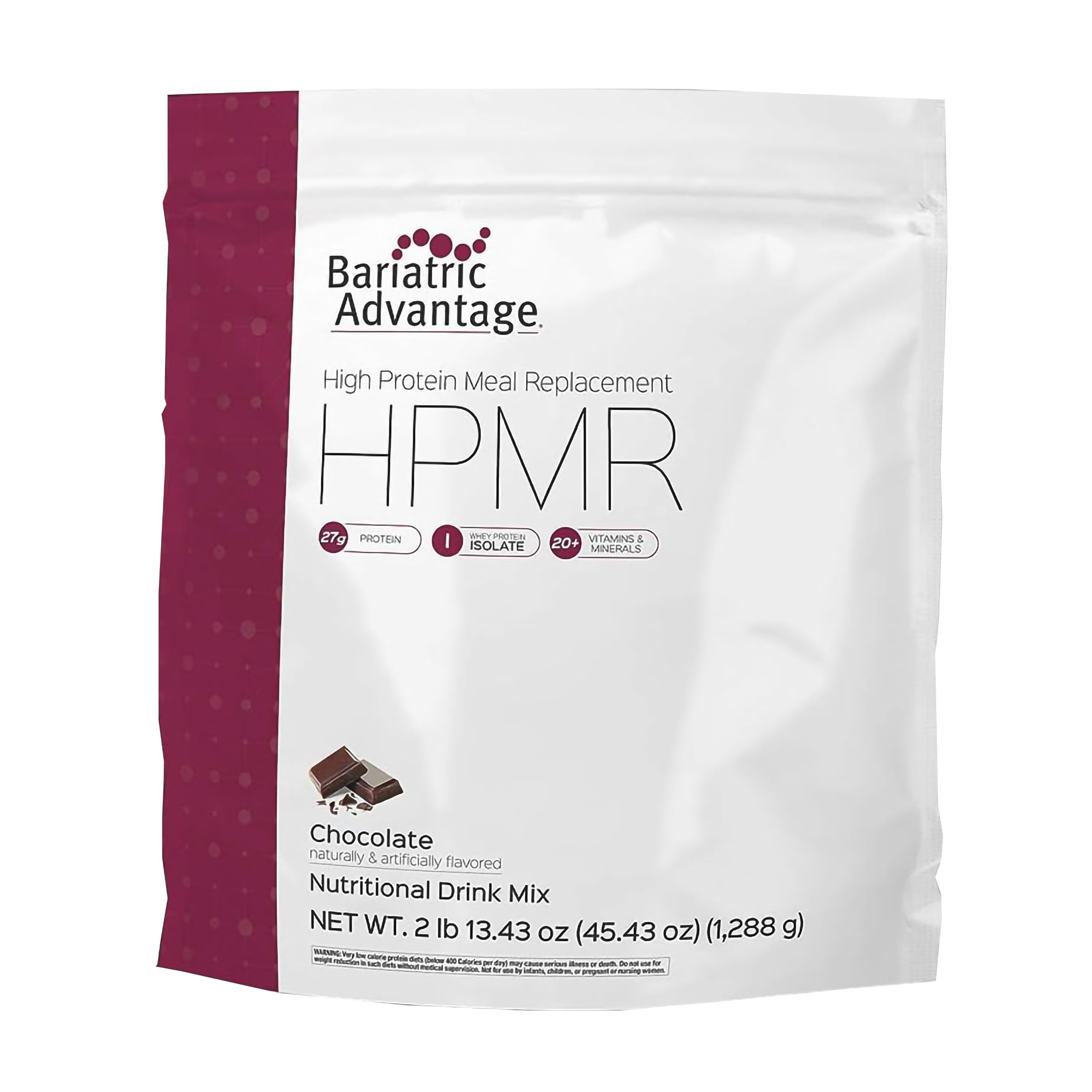 High Protein Meal Replacement Drink Mix, Protein Powder Whey Isolate for Gastric Bypass and Sleeve Gastrectomy Patients, 27g Protein, Lactose Free - Chocolate - 28 Servings