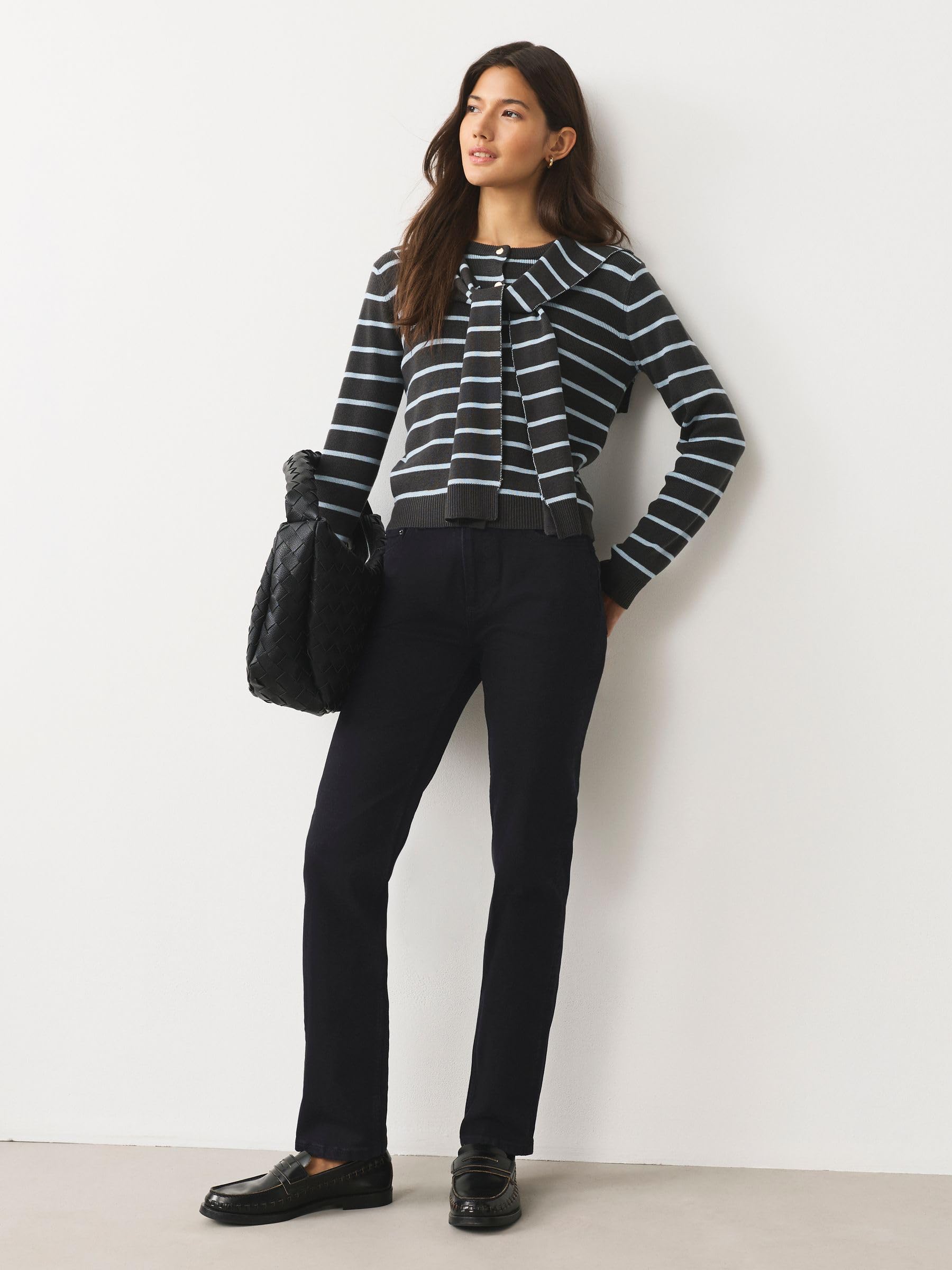 NEXT Femme Jeans Stretch Slim à Taille mi-Haute | Coupe standard, Fermeture boutonnée, Jambe droite
