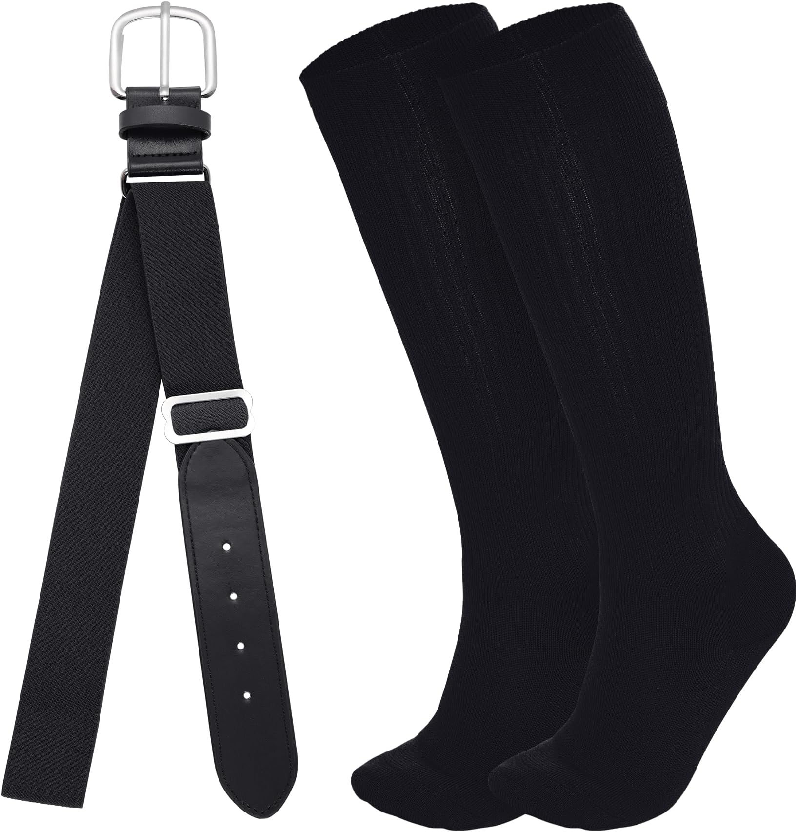Youth Baseball Socks and Belt Combo Set Softball Baseball Socks and Elastic Waist Belt for Youth Boys Girls