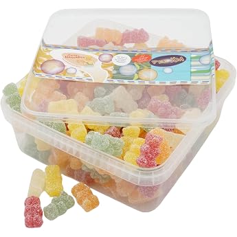 Deine Naschbox Sour Fruit Gum Bears 1 kg Snack Box XL Bulk Pack for Party Candy Bar & as a Gift - Juicy Tingling Snack Fun