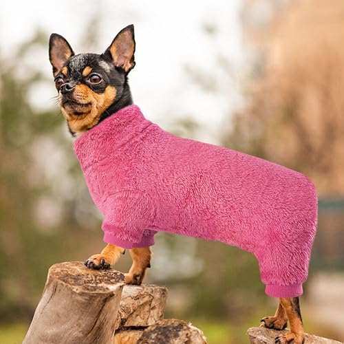 Miniatura 3 de Idepet Pijama de terciopelo para perro, suéter de cuello alto para perro, mameluco de felpa suave para gatos, ropa para mascotas, traje de invierno,