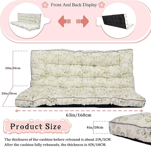 Miniatura 116 de Cojín de repuesto para columpio de 2-3 asientos, cojines de banco para exteriores con respaldo grueso de 4 pulgadas, muebles de patio, jardín, Flor