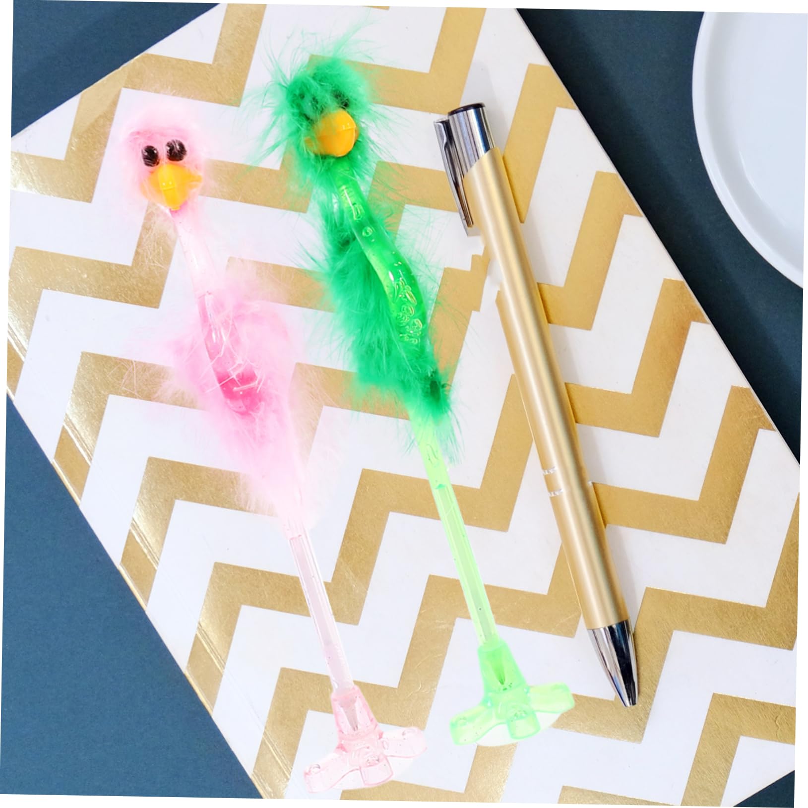 TEHAUX 12pezzi Penna Sfera Forma Di Struzzo Da Penne Colorate Per Scuola e Ufficio Design Creativo e Divertente Scrittura e Confortevole
