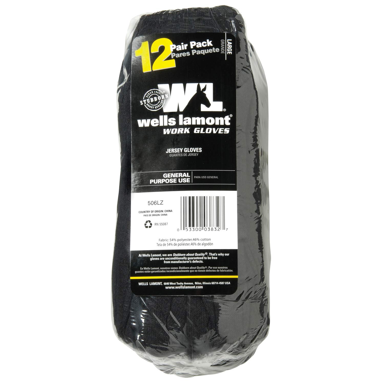 Wells Lamont Rękawice robocze, Jersey Basic, Wearpower zestaw 12 par (506LZ)