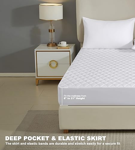 Miniatura 4 de Protector de colchón impermeable con bolsillo profundo, funda de cama silenciosa, transpirable, color blanco, tamaño Q