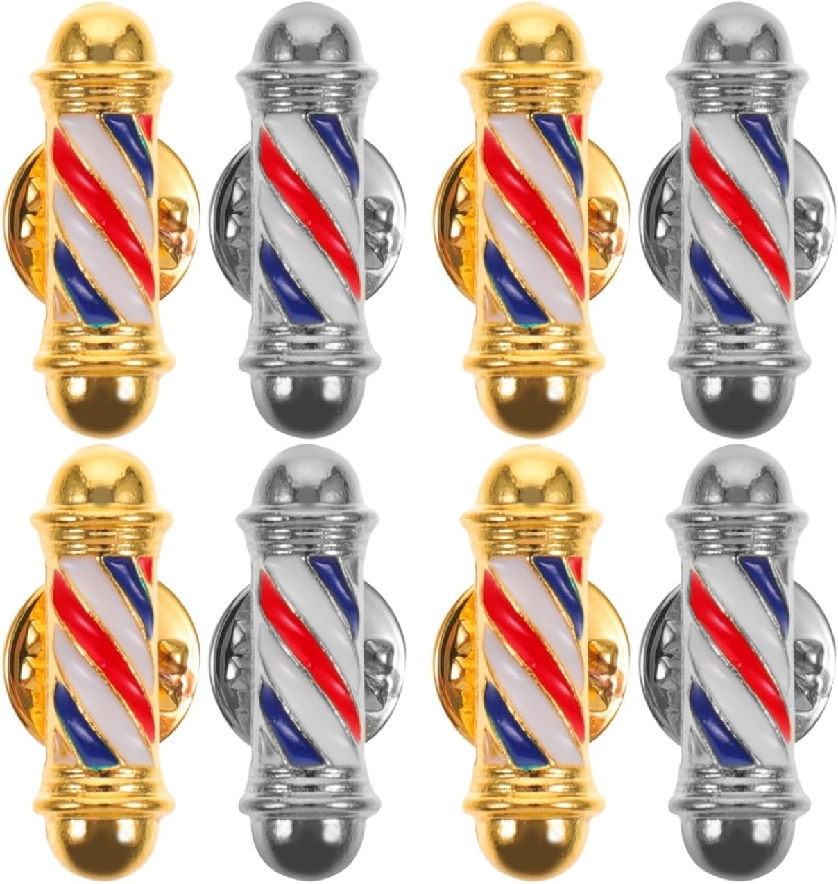 Beavorty Barber Shop Pole Brooch Pin Set 8 Pcs Lapel Pins for Women Barber Decor Accessory Colorful Clothing Decoration for Sweaters Jackets Parties and Daily Wear