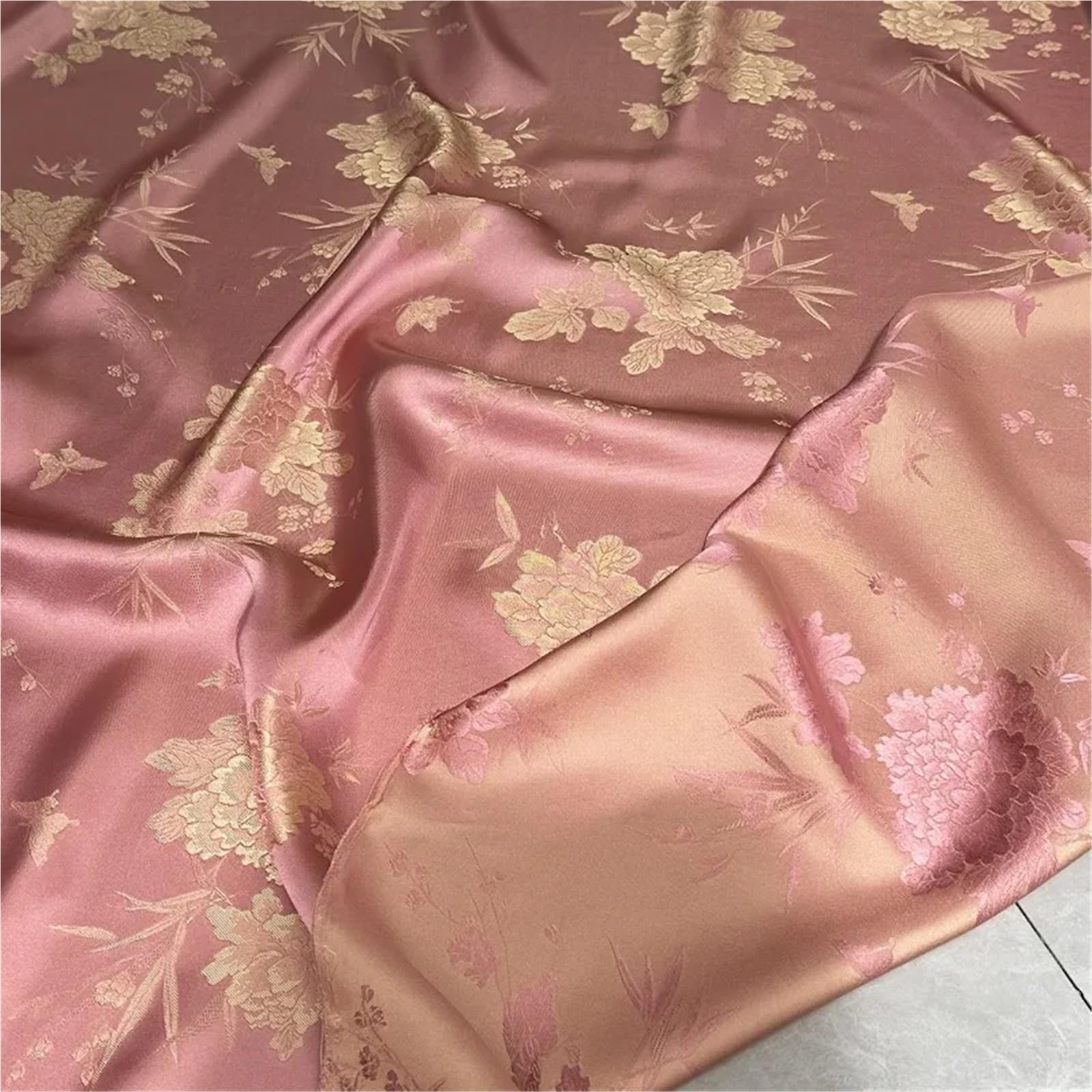 Polyester-Chiffon, Polyester-Brokat-Jacquard-Stoff, 150 cm breit, 100 lang(No. 1 Apricot)