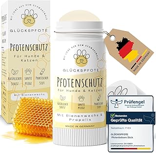 GLÜCKSPFOTE® Pfotenbalsam Stick für Hund Katze [Testsieger] |100% Natürlich gegen trockene rissige Pfoten | Pfotenpflege mit Bienenwachs ideal als Pfotenschutz für Sommer Winter f. Hunde Katzen. product image
