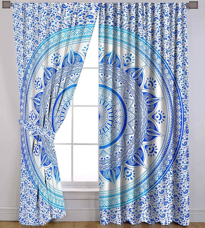 100% Cotton Room Window Curtains for 6 Feet Door Bedroom Living Room and Kids Room Home Décor Fashion 60-65% Room Darkening Floral Printed of 1 Set-picture-13
