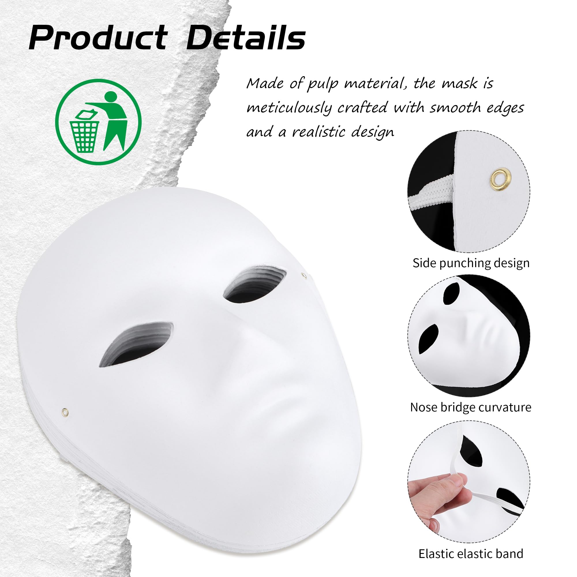 JSMTKJ 10 Pezzi Maschera Verniciata Della Mascherina Maschere Maschera di Carta Bianca per Carnevale, Cosplay, Halloween Party(9,64 x 7,08 pollici)