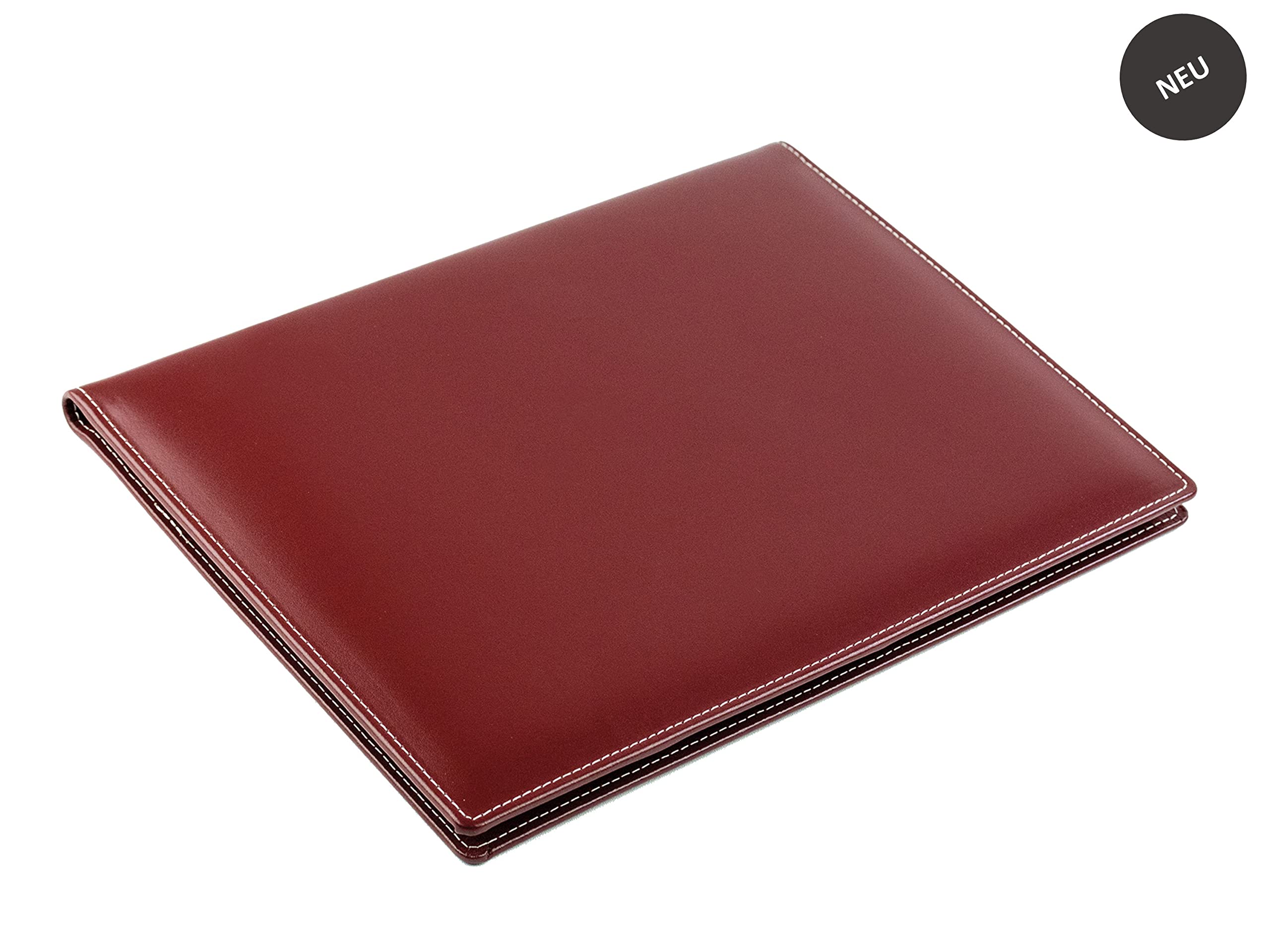 DELMON VARONE - Personalisierbare Schreibmappe DIN A4 aus Cambridge Top Grain Leder rot, Organizer Konferenzmappe mit Notizblock, Stiftschlaufe & Einsteckfächer, Echtleder Business Organisationsmappe