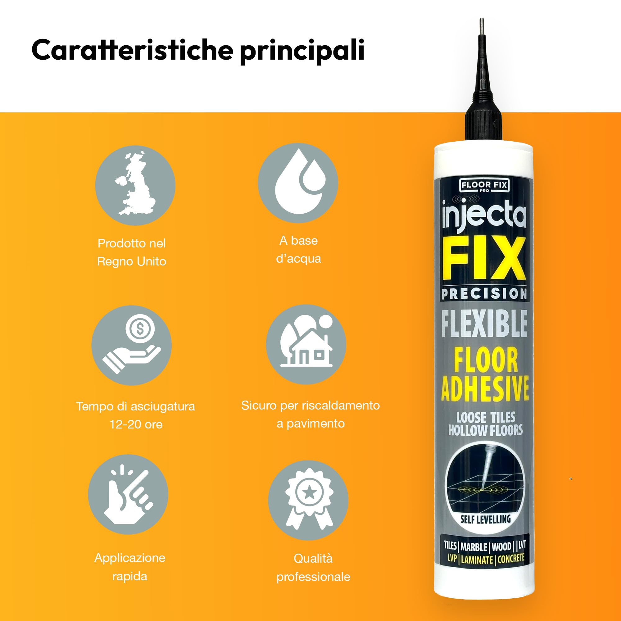 Injectafix 300ml | Ripara Piastrelle Senza Rimuoverle | Punta Iniezione 2mm per Fughe Strette | Adesivo Invisibile per Pavimenti Stabili, Copolimero Modificato