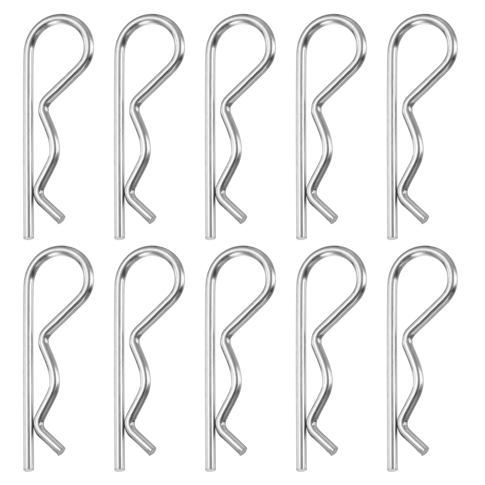 sourcing map 10pcs Hitch Pins Clips M3x65mm Cotter Pins Stainless Steel R Clips Spring Retaining for Trailer Locking Mowers Trucks RVs Machinery Heavy Duty Pin Locking Systems, Silver