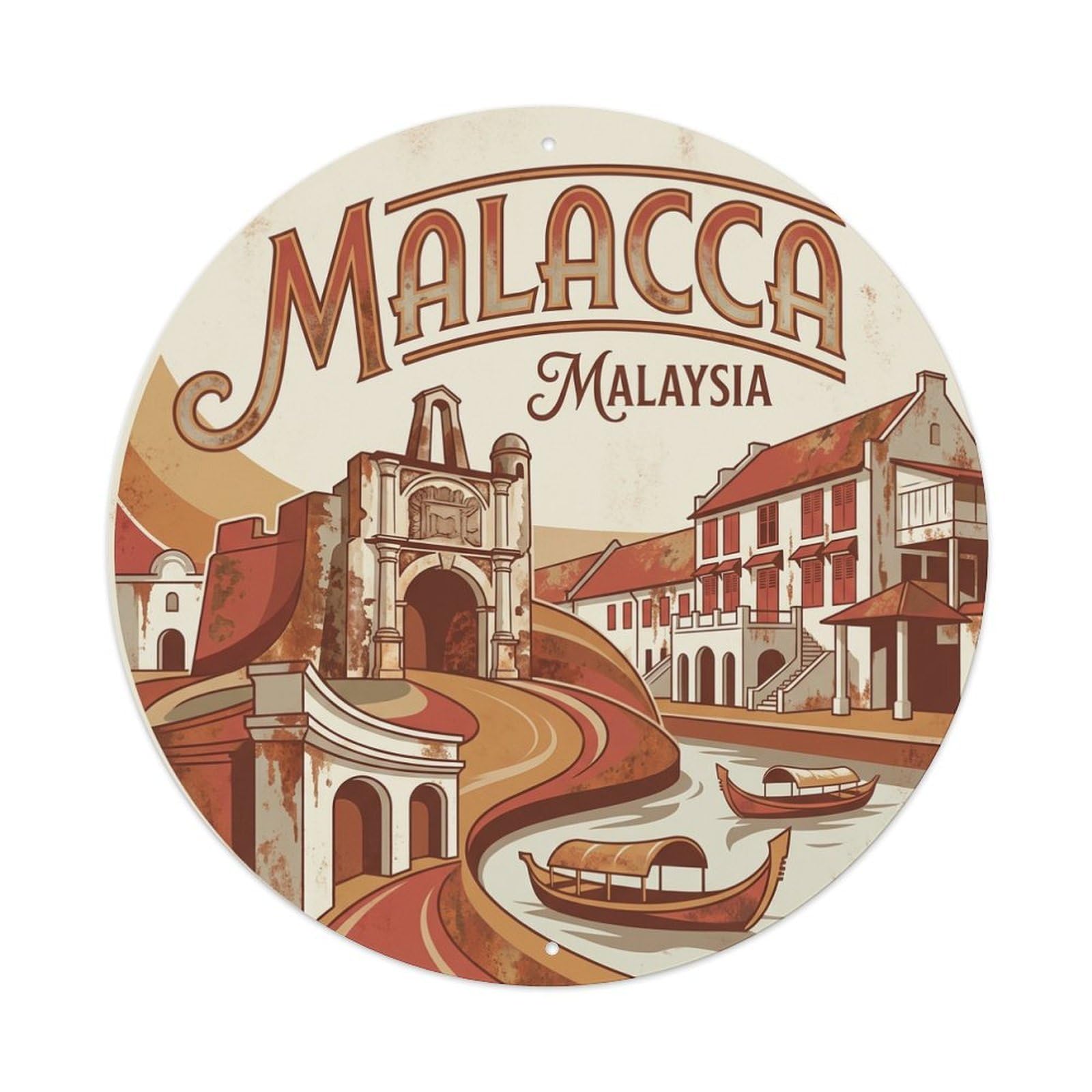 Retro Travel Malaysia Malacca Metal Tin Sign