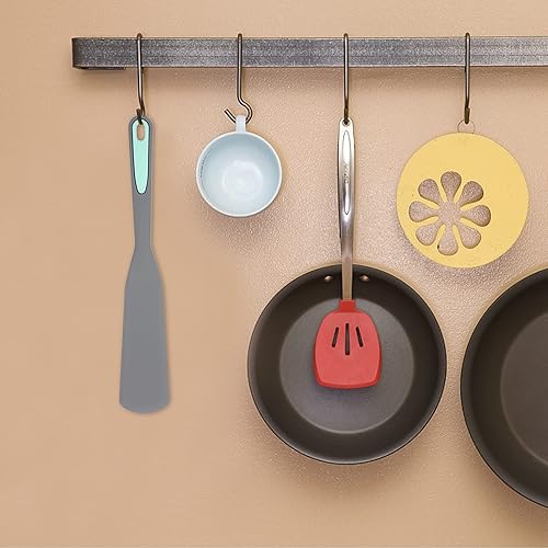 Miniatura 8 de Hemoton Juego de espátulas de goma de silicona antiadherente, espátula, espátula ranurada, espátula para tortitas, utensilios de cocina para