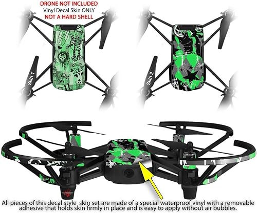Miniatura 2 de Skin Decal Wrap 2 Pack for DJI Ryze Tello Drone Scene Kid Sketches Green Drone NOT Included