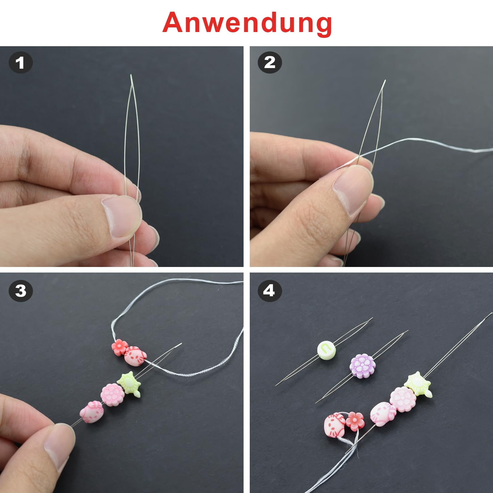 Kit 18 Aiguilles à Perles Acier Inoxydable - 6 Tailles Différentes + Enfile-Aiguille Citrouille - Pour Création Bijoux DIY
