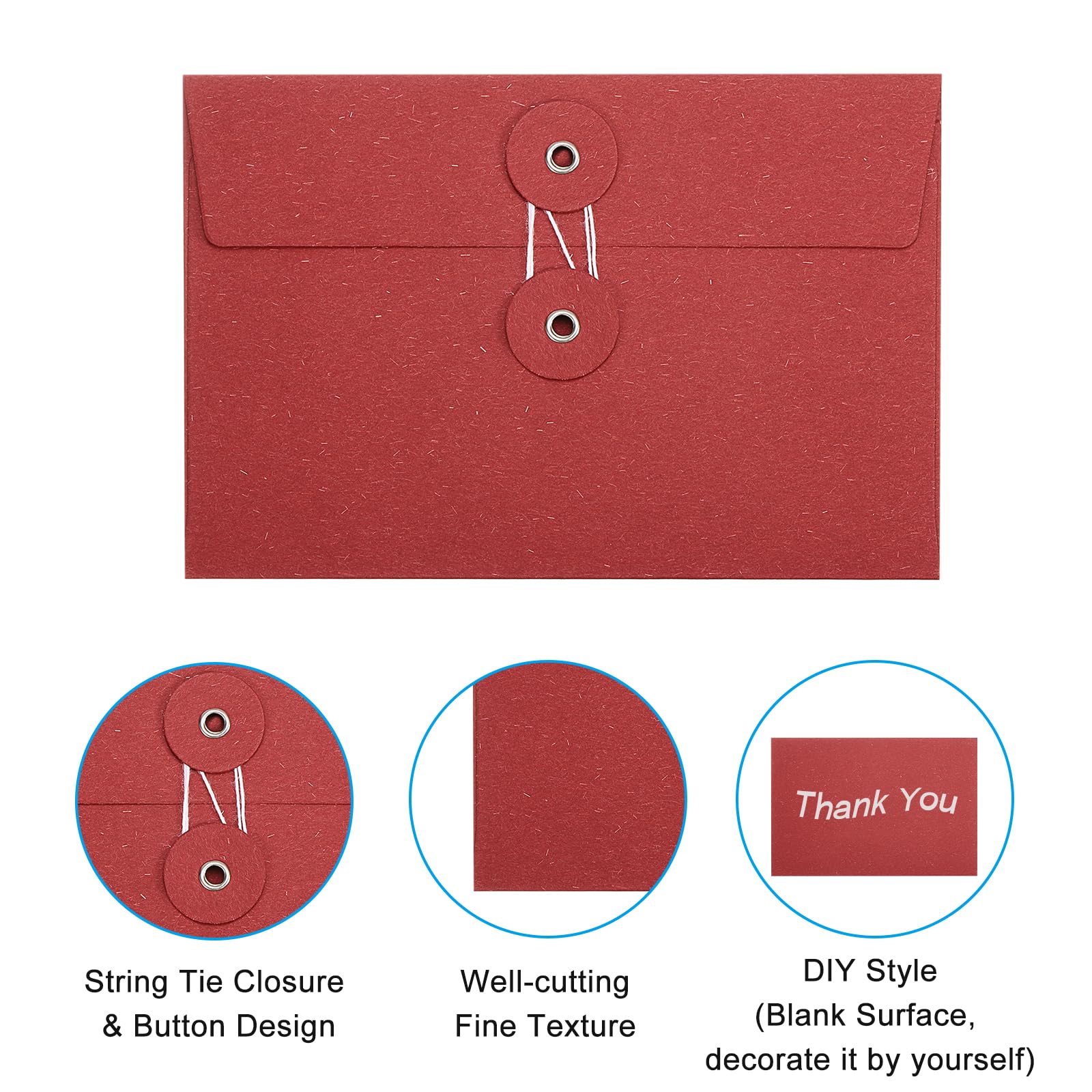PATIKIL 4.5x6.7 Gift Card Envelopes with String Tie Closure - Image 3