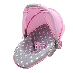 509 Crew: Cotton Candy Pink: 3-in-1 Doll Car Seat - Pink, Grey, Polka Dot - for Dolls Up to 18", Multifunctional, Retractable Canopy, Kids Ages 3+