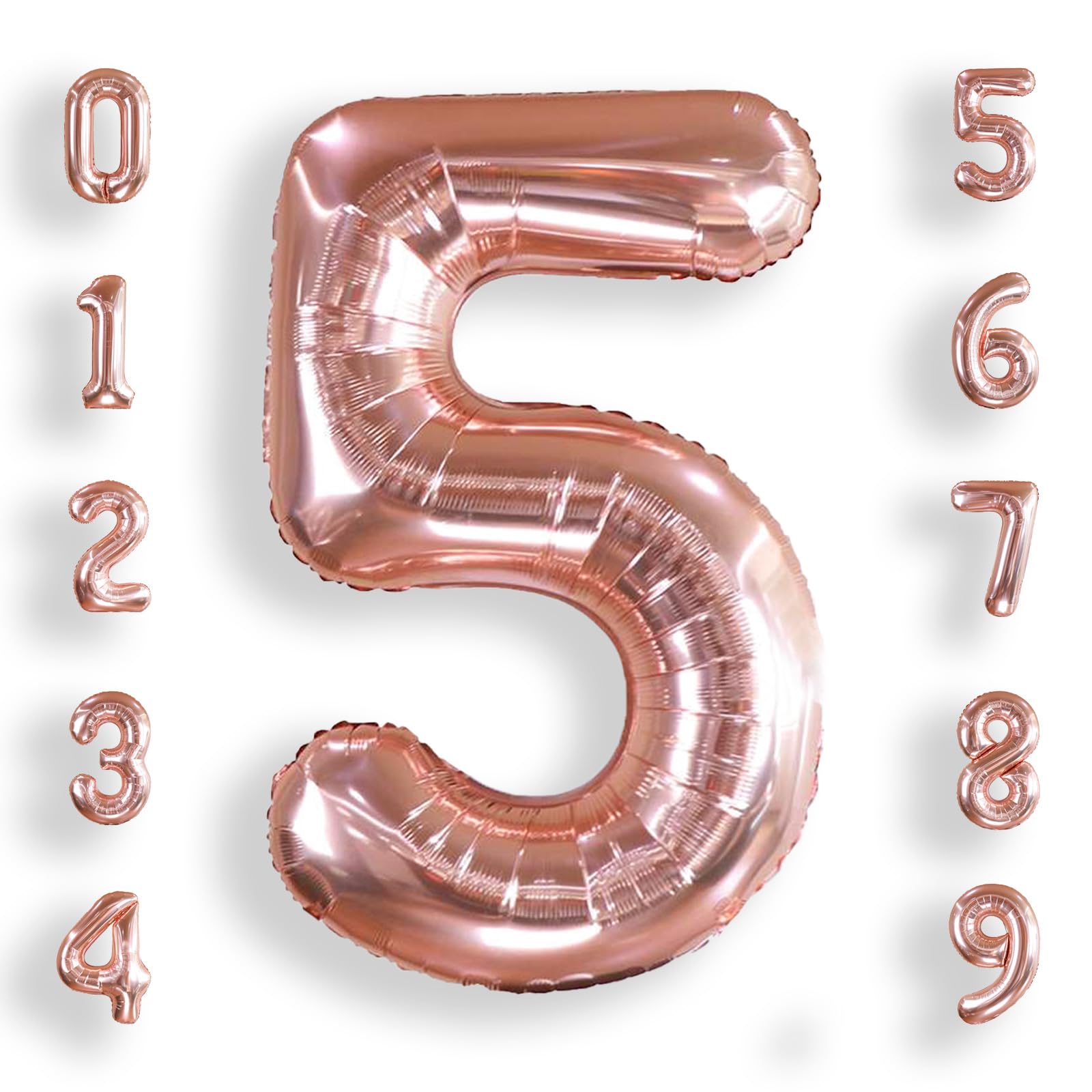 AULE 40 Inch Rose Gold 5 Balloon Number Foil 0-9 Birthday Big Numbers