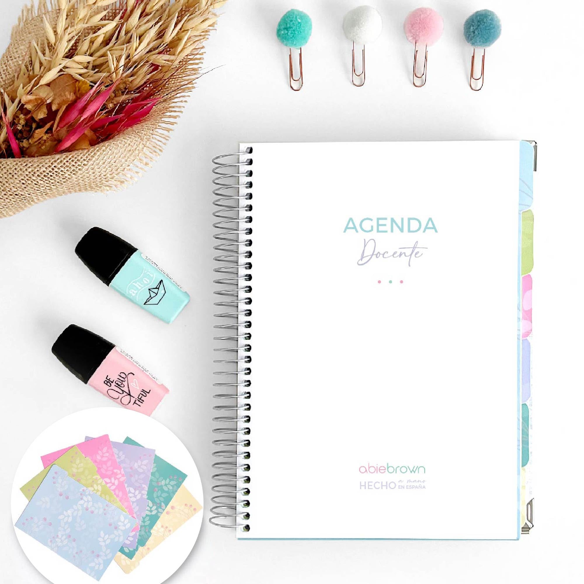 Agenda docente - Cuaderno del profesor - Sin fechas - Semana Vista (12 hojas de listados de cuadrícula)