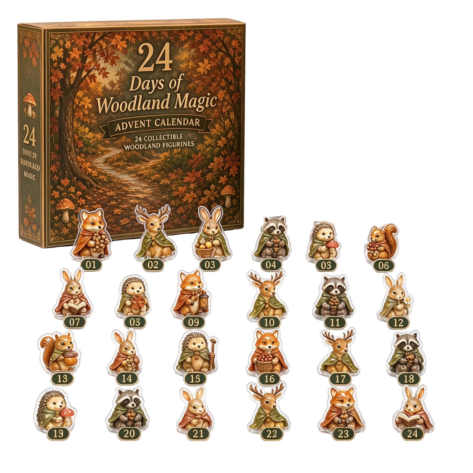 Forest Animals Advent Calendar 2026,2D Acrylic Figurines Gift 24ps
