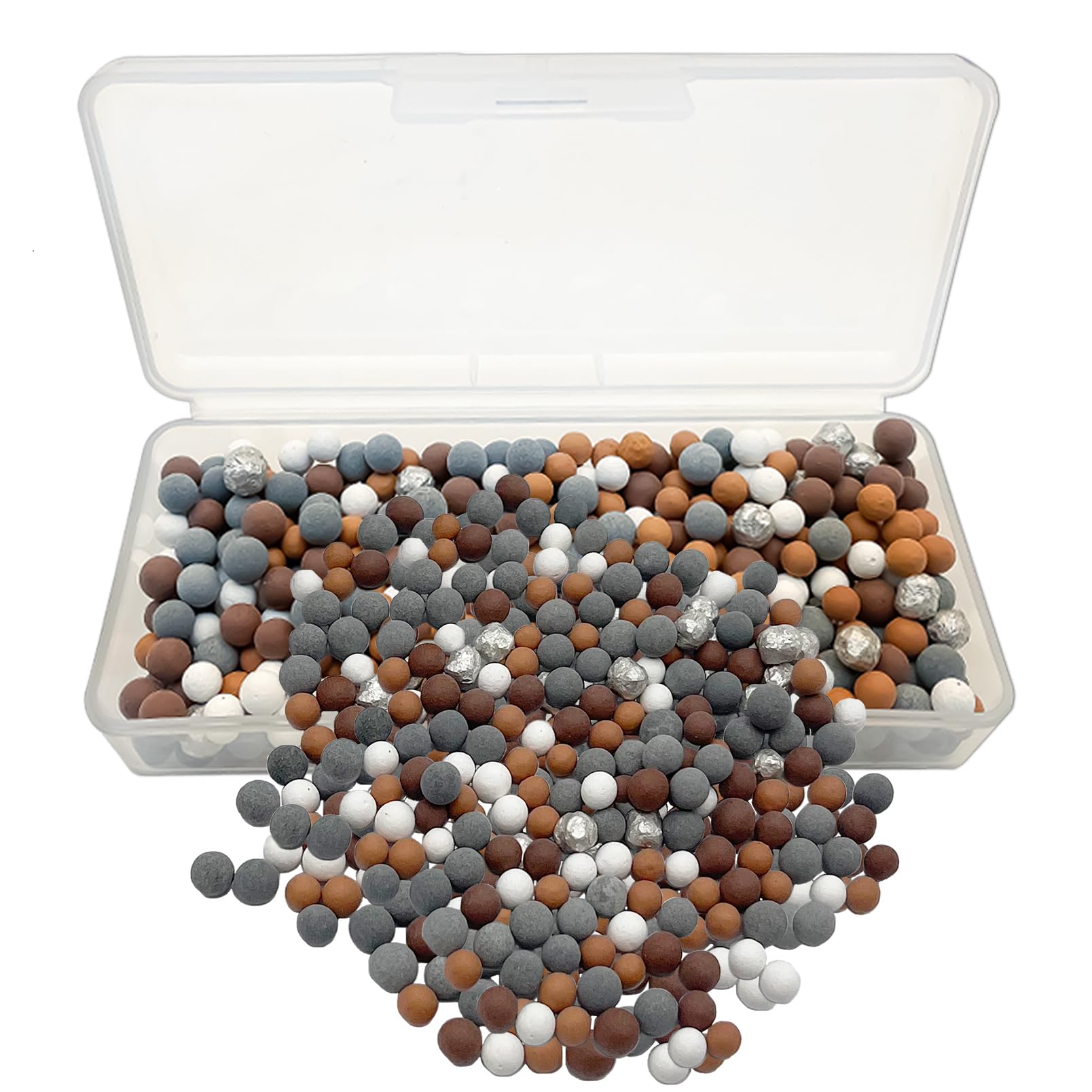 01512-261 Hot Tub Filter Mineral Beads, Mineral Stone Balls for Hot Tub Replacement Filter, Hot Tub Parts Filter Cartridge Mineral Stone Beads (Red Orange Gray White Silver)