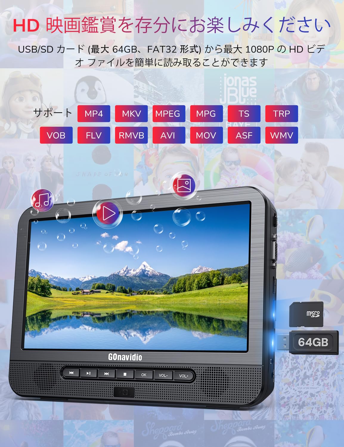 Amazon.co.jp: GOnavidio 10.1インチ 2台 ヘッドレストモニター