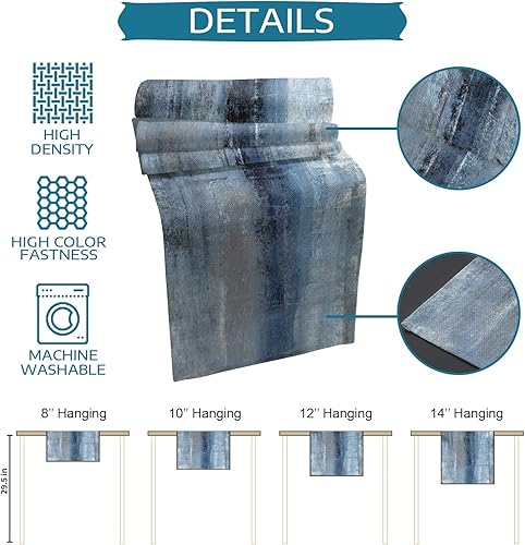 Miniatura 5 de Juego de 6 manteles individuales color azul marino y gris con caminos de mesa de 90 pulgadas de largo, antideslizantes, lavables, juego de manteles