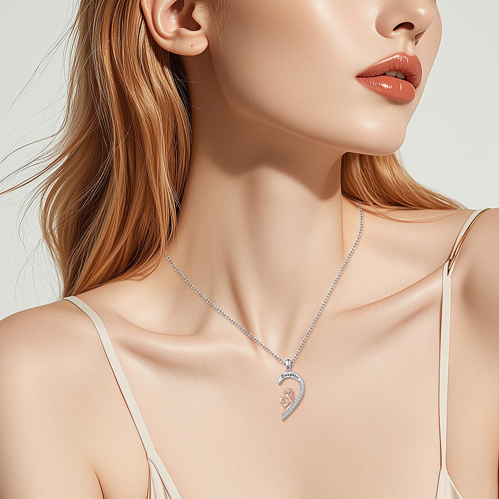 Flyow Mutter Tochter Matching Halskette Set 925 Sterling Silber 2 Herz Anhänger Schmuck Geschenke für Mutter Tochter