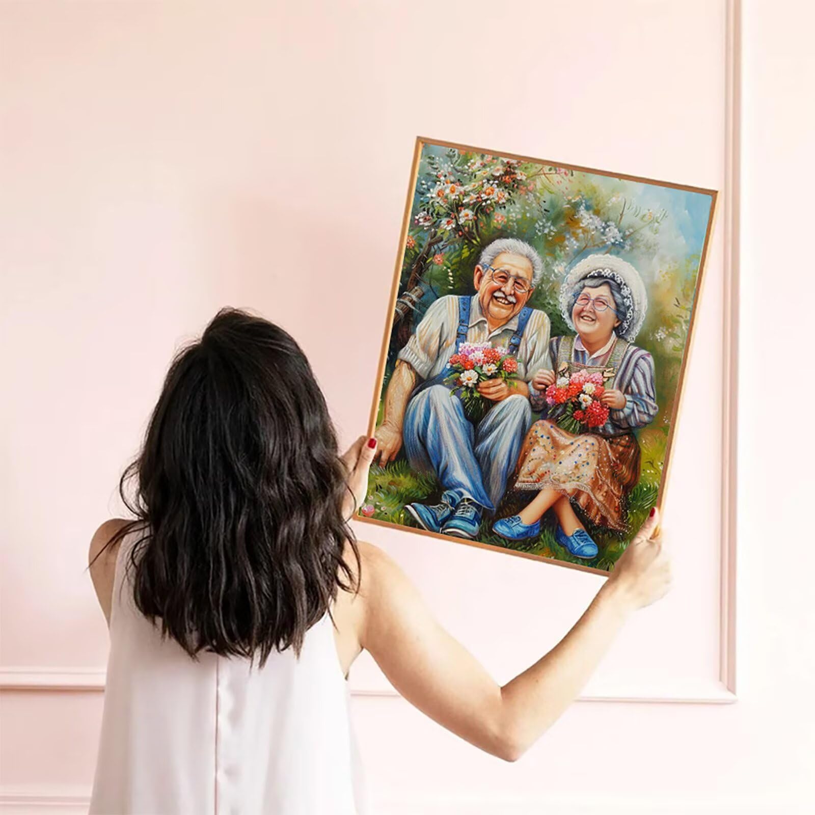 5D DIY Diamond Painting Para, Diamentowy Zestaw Pełny Kwiat, Kryształ Sztuki Hobby Diament Kreatywny Dorośli, Haft krzyżykowy Rzemiosło, Koraliki Koraliki na prezent 100 x 135 cm S-5255