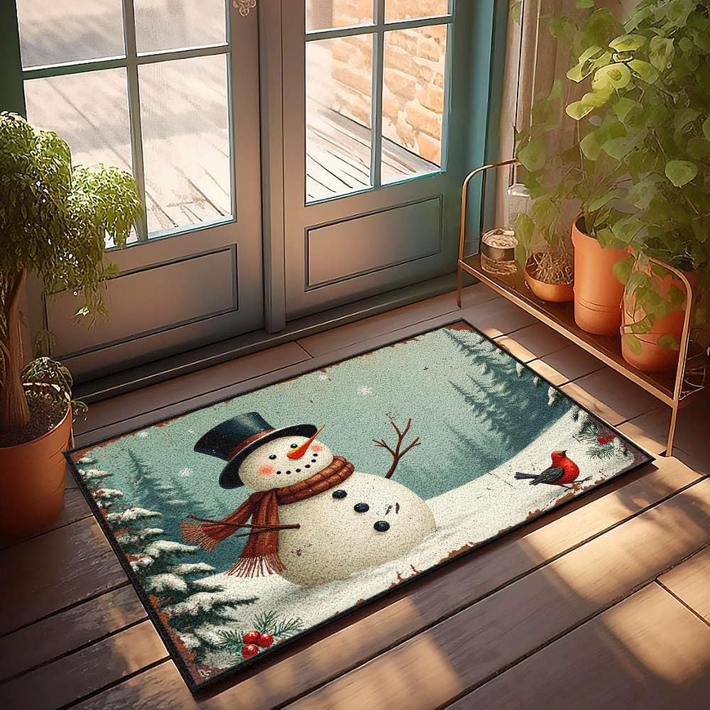 Tapis d'extérieur bonhomme de neige pour entrée automnale accueillante