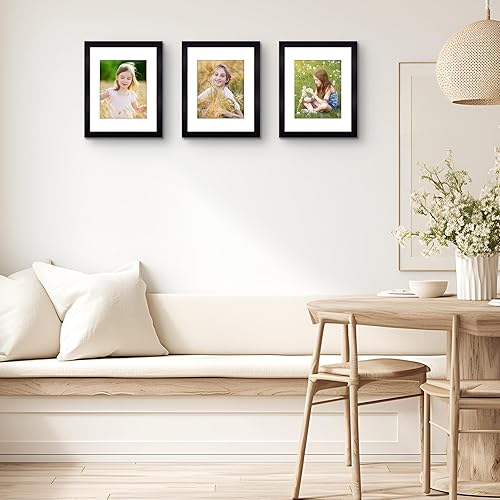 Miniatura 8 de Golden State Art Marco de fotos negro de 11 x 14 pulgadas hecho de madera de pino 100 maciza y vidrio templado exhibición para fotos de 8 x 10