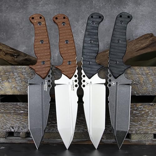 Miniatura 2 de LENGREN Cuchillo pesado Sleipner de acero de espiga completa de 10.7 pulgadas, hoja fija, cuchillo táctico de campamento al aire libre, mango de