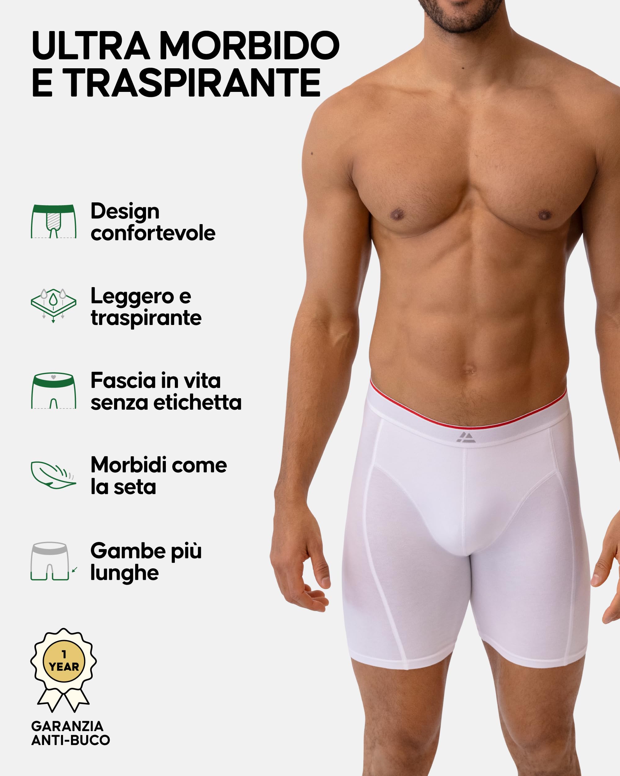 DANISH ENDURANCE Boxer Uomo Lunghi in bambù Ultra Morbido, Mutande Boxer a Pantaloncino in Bamboo, 3 o 6 Paia