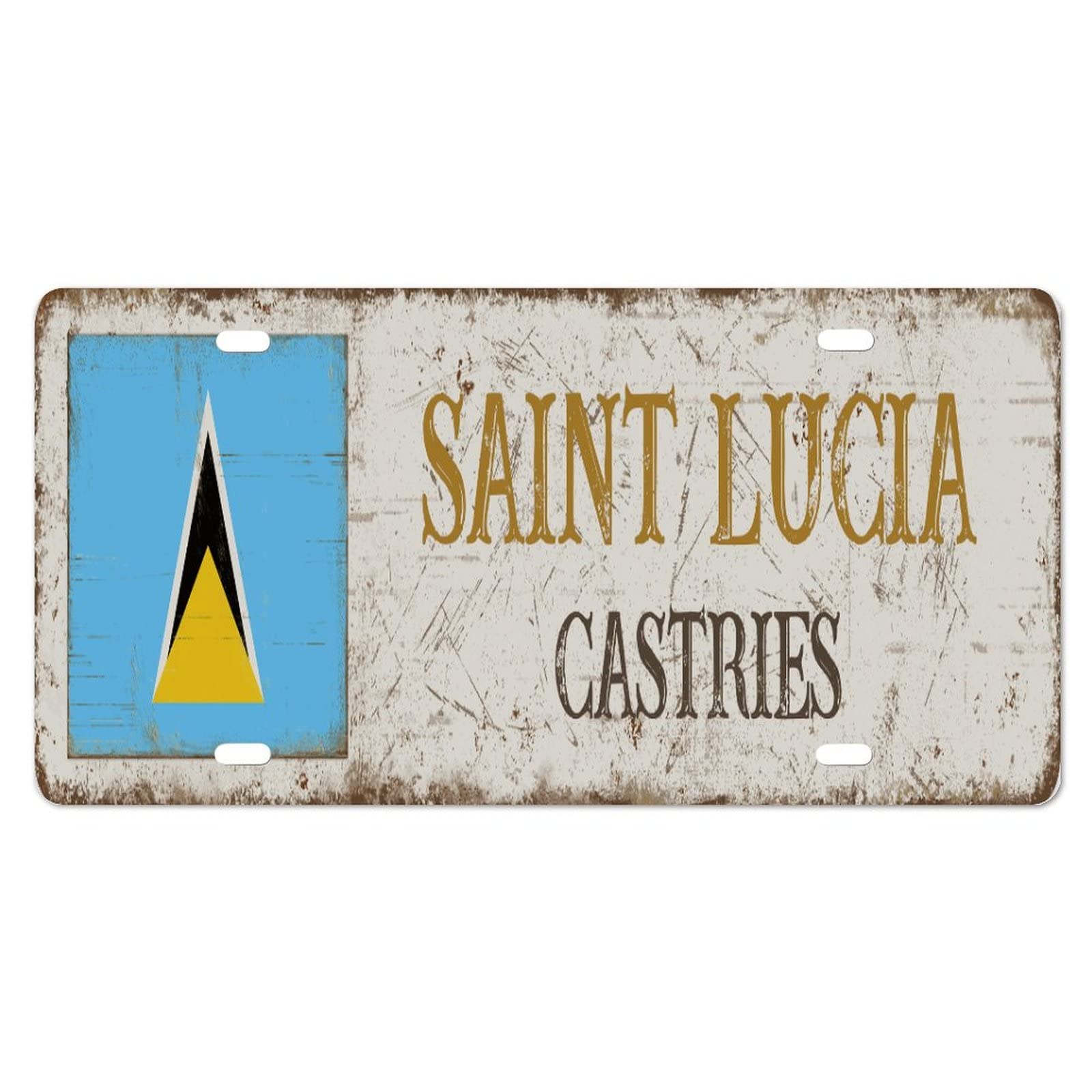 License Plate Saint Lucia Castries License Plate Frame, Saint Lucia Front Aluminum Metal License Plate Auto Car Tag, Decorative Novelty License Plate Cover Frame 6 X 12 Inch