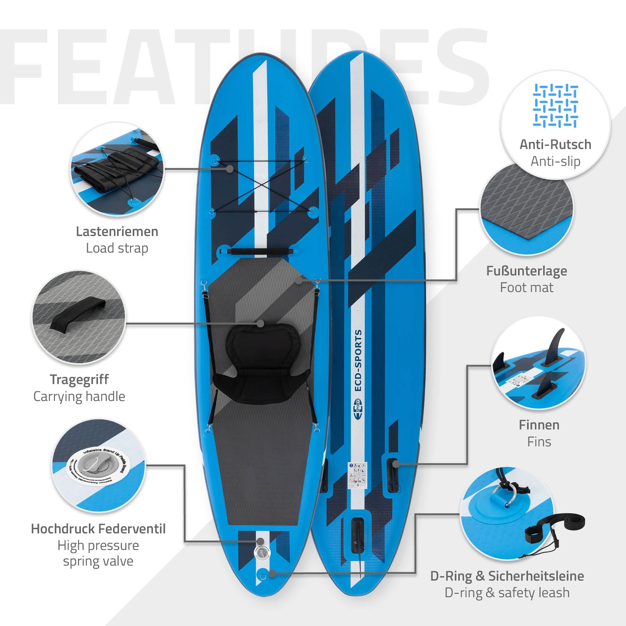 Aufblasbares Stand Up Paddle Board Makani, grün, 320x82x15 cm günstig online