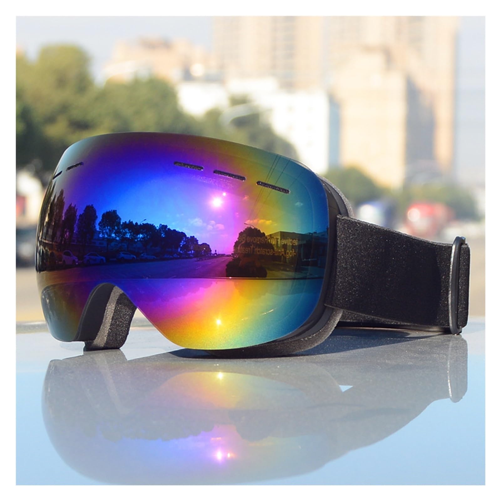 Okulary narciarskie magnetyczne gogle narciarskie z szybką wymianą soczewek i etui UV400 -fog gogle snowboardowe męskie i damskie gogle Outdoor (Kolor: 004) (2)