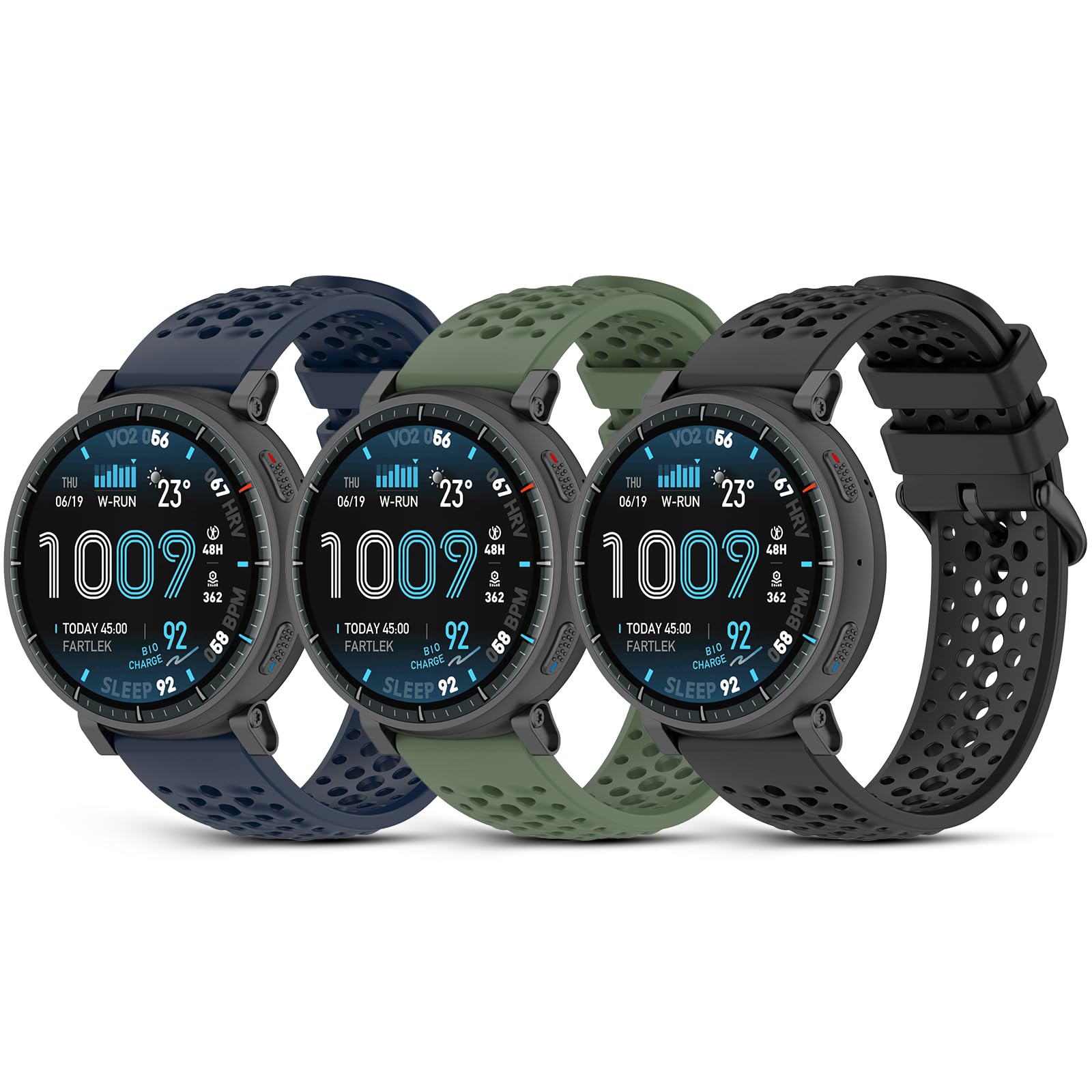 3 Pieces Silicone Bands Compatible with Amazfit Active Max/Balance/Balance 2/Bip 5/Bip 6/Cheetah/Cheetah Pro, 22mm Adjustable Replacement Watch Accessory for Smartwatch.