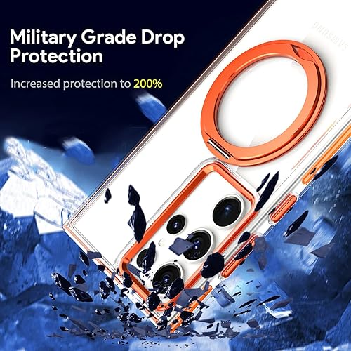 Miniatura 6 de Lunivop Funda para Samsung Galaxy S24 Ultra compatible con carga inalámbrica segura Mag Funda magnética con soporte de anillo transparente para S 24