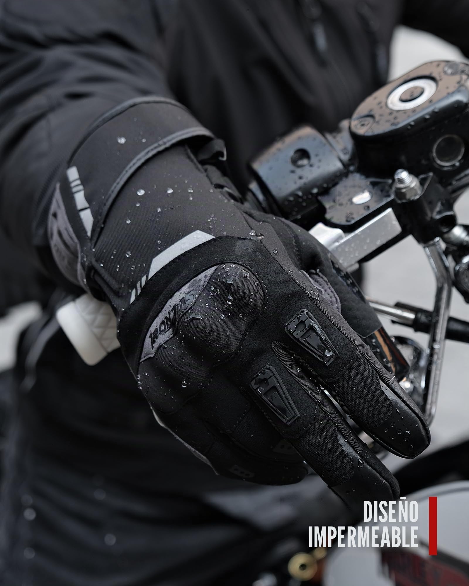 IRON JIA'S Guantes Moto Invierno Hombre,Guantes Moto Invierno cálidos con Pantalla táctil y protección para los Nudillos,para Deportes de Invierno al Aire Libre,Motociclismo,esquí,Negro
