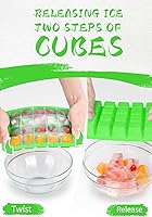 Vista 3 de Paquete de 4 mini bandejas para cubitos de hielo para congelador, fácil liberación y apilable, bandejas pequeñas para cubitos de hielo con tapa