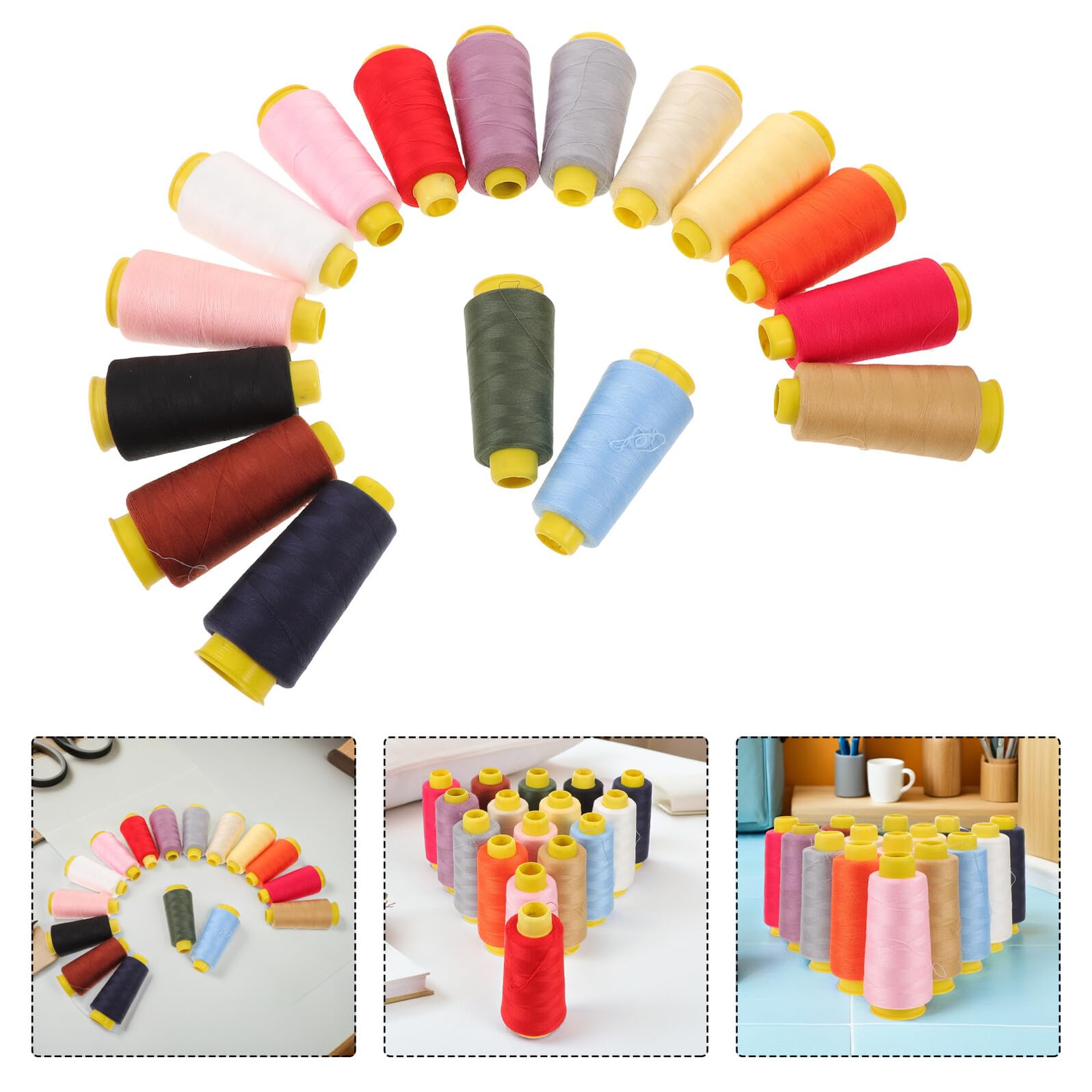 DOITOOL Carretes de Hilo de Coser de Poliéster 2000 Yardas, 16 Colores Surtidos, para Máquina de Coser, Bordado y Overlock, Kit de Hilos para Costura y Manualidades
