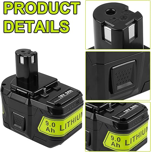 Miniatura 3 de Fancy Buying Batería de 9.0 Ah para Ryobi 18V batería para herramientas inalámbricas Ryobi ONE+P102 P103 P105 P107 P108 P109 P122 (paquete de 2) (1