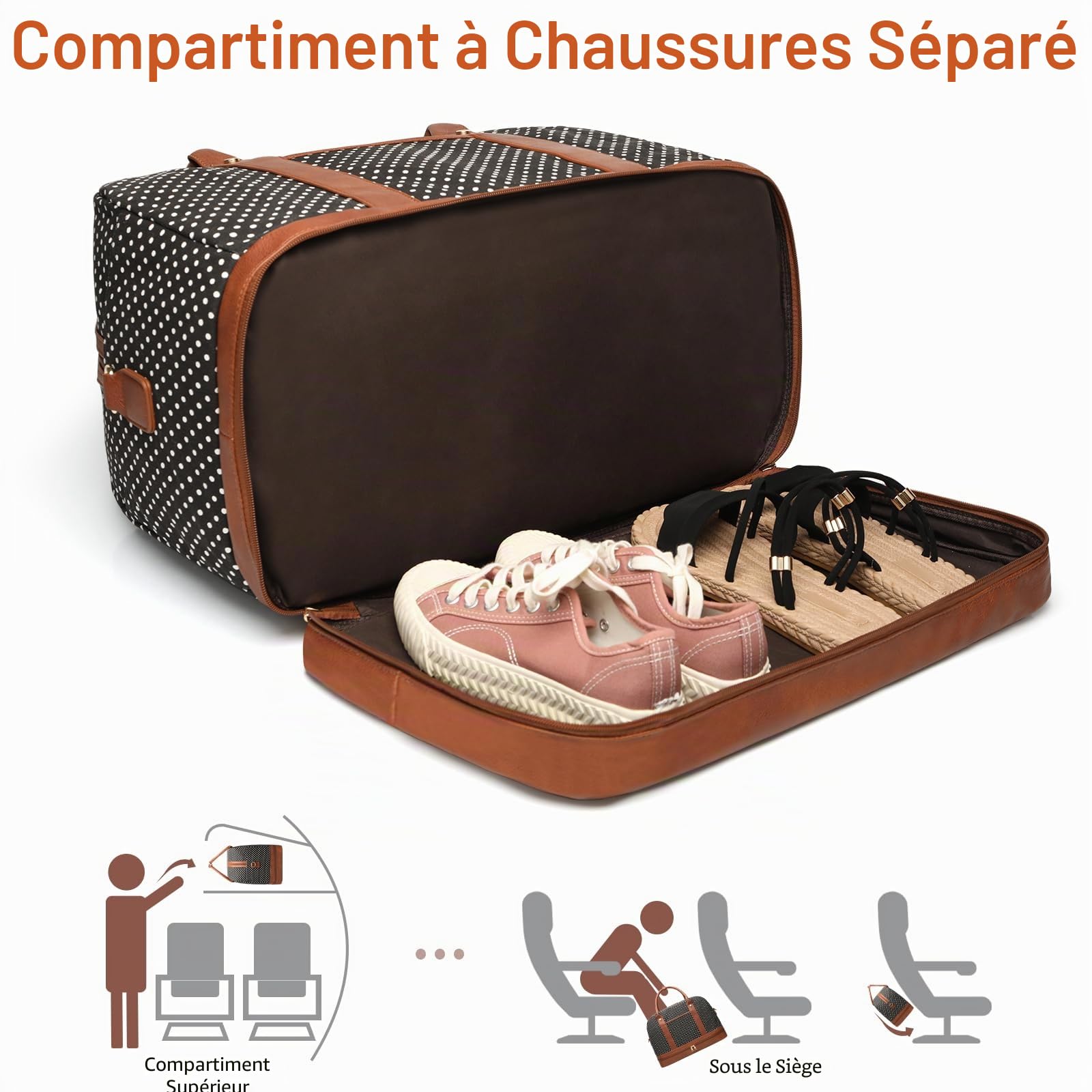 Sacs de week-end pour femmes en toile, sac de voyage de grande taille pour femmes, sac à bandoulière avec compartiment à chaussures, parfait pour le voyage ou l'utilisation quotidienne, ensemble de 3