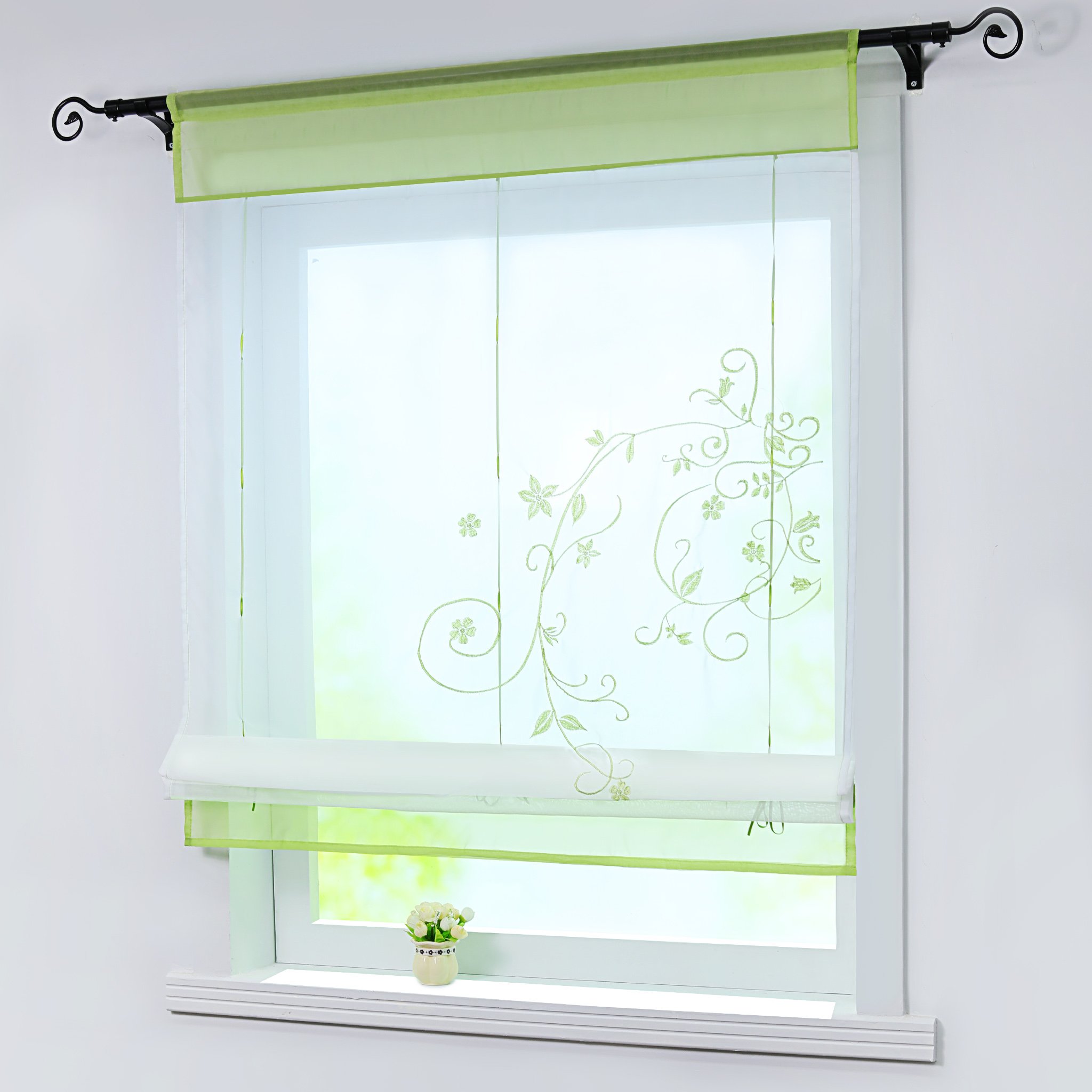 Joyswahl Raffroller Voile Raffgardinen für Zimmer BxH 80x120cm Grüne Tüte mit Tunnelzug