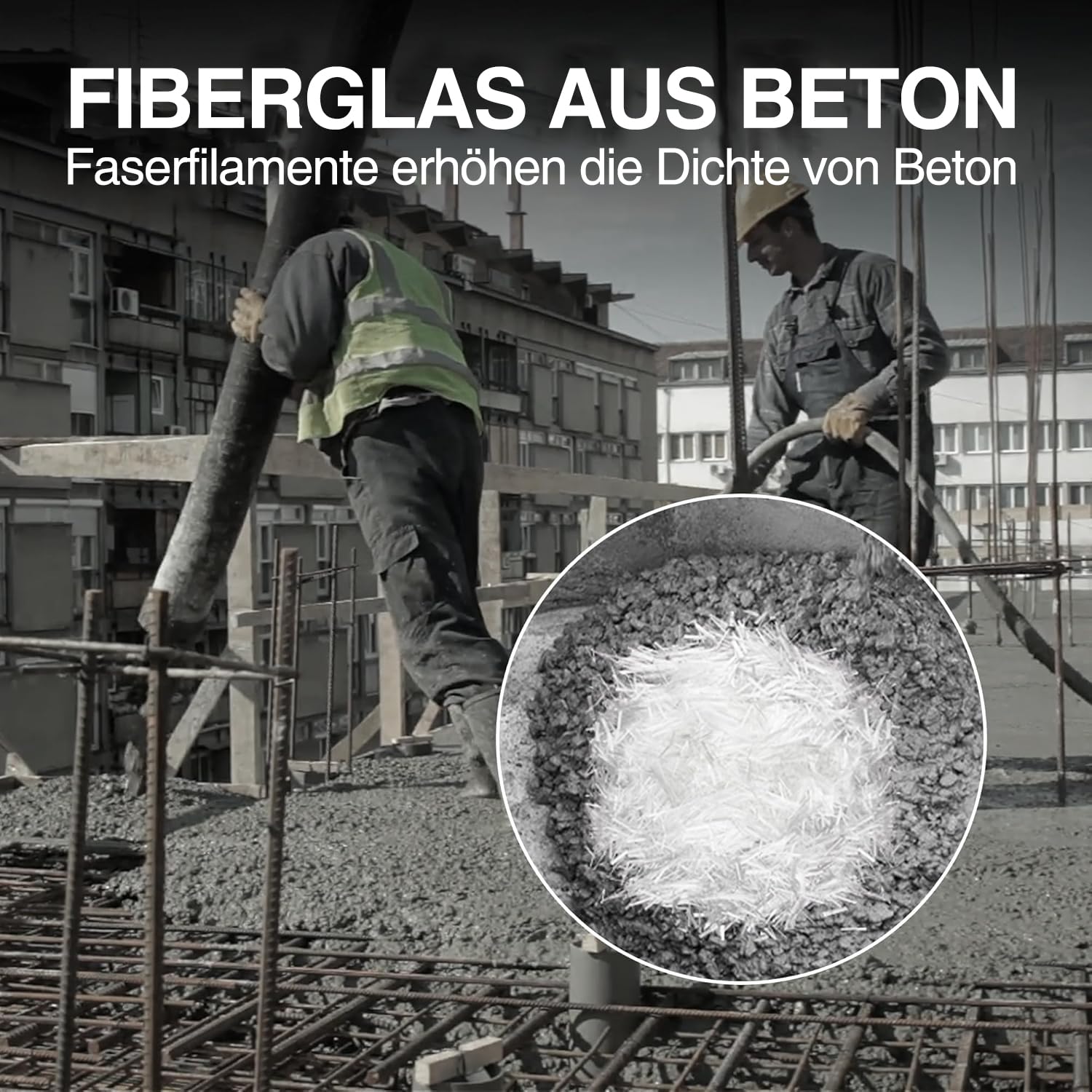 Fibre de verre pour béton, longueur 12 mm, 0,9 kg, fibre de verre AR hachée pour renforcement du mortier de béton et de ciment